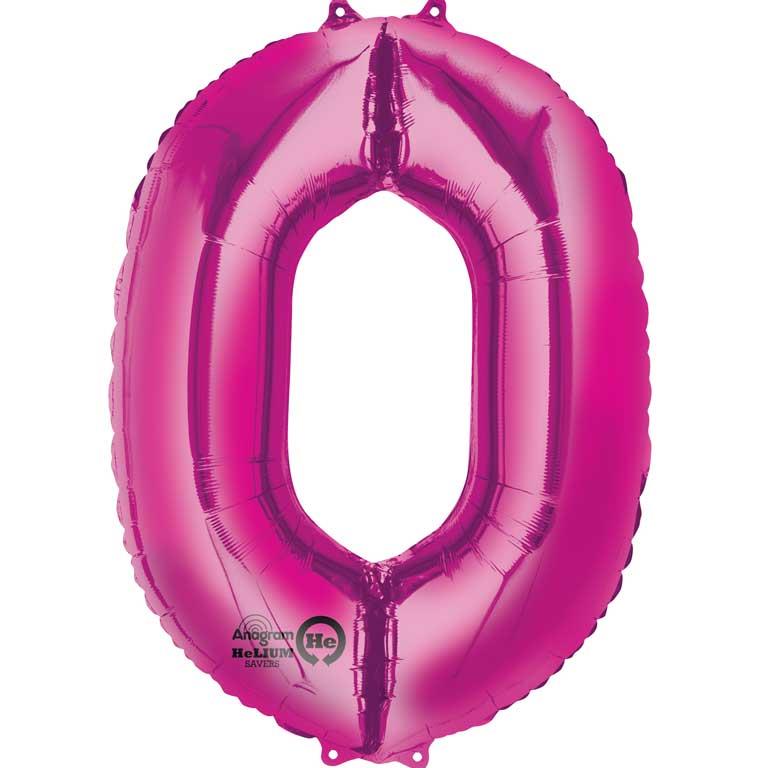 Pink Number 0 Balloon - Anagram 35 inches | Party Save Smile