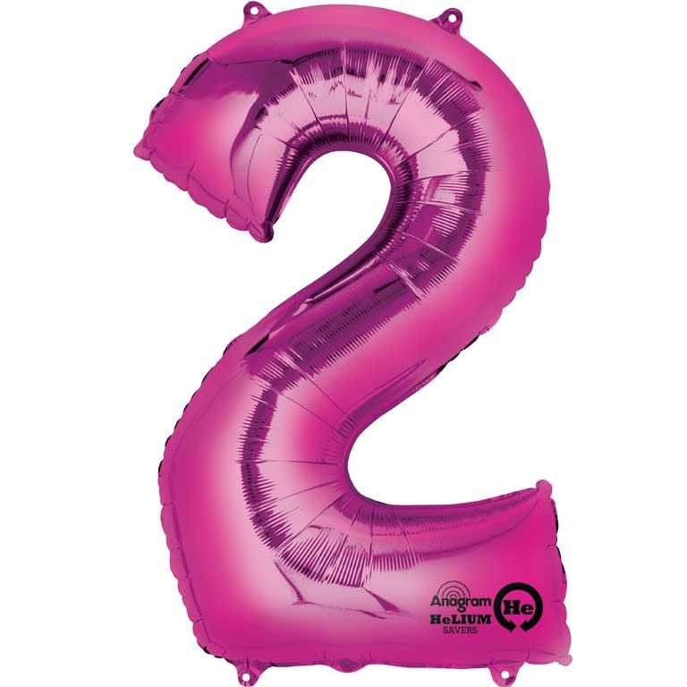 Pink Number 2 Foil Balloon Anagram 35 inch | Party Save Smile