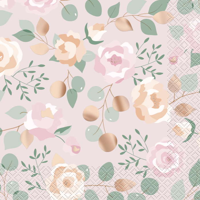 Pink Floral Paper Napkins Pack of 16 | Party Save Smile
