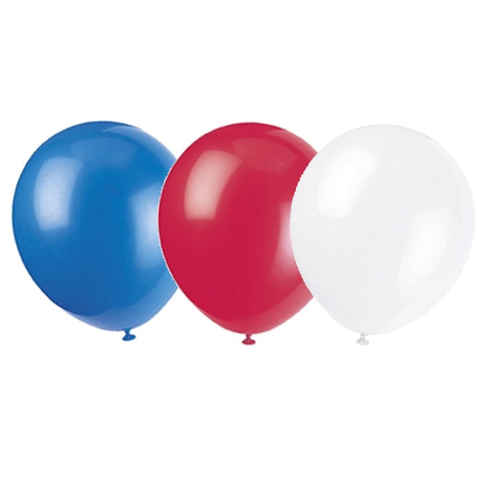 Red White and Blue Party Latex Balloons Pack of 15 | Party Save Smile