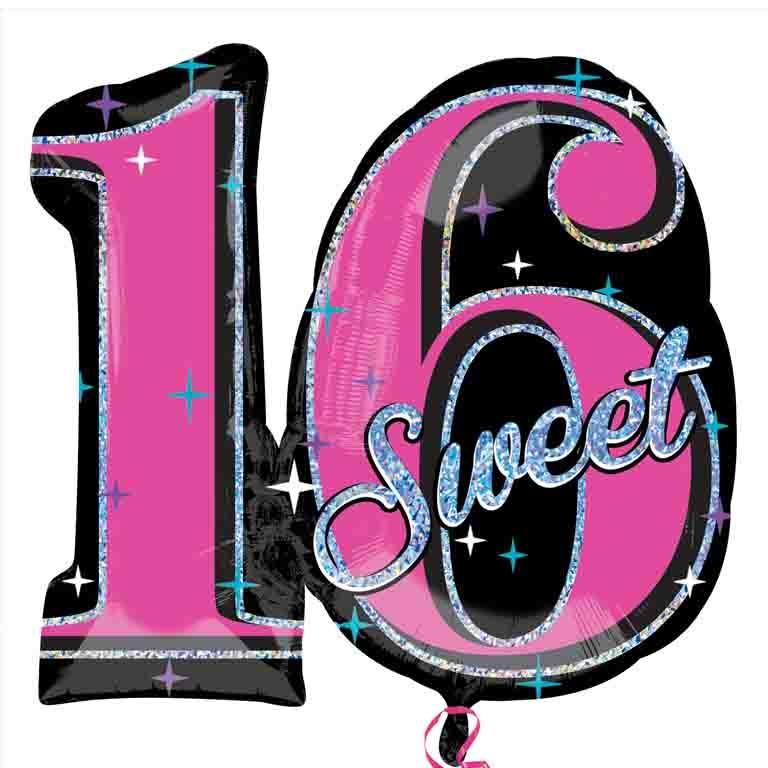 Sweet 16 Shaped Foil Balloon 28 Inch | Party Save Smile