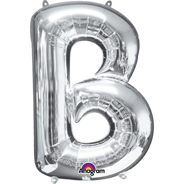 Silver Letter B Foil Balloon Air Fill 16 Inch Anagram | Party Save Smile