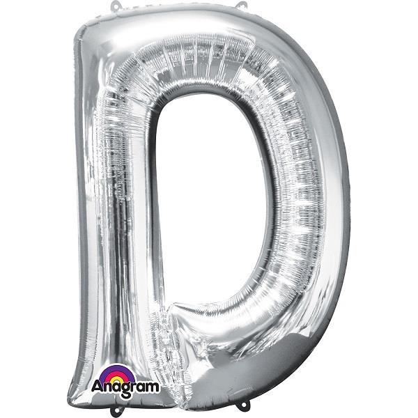 Silver Letter D Foil Balloon Air Fill 16 Inch Anagram | Party Save Smile