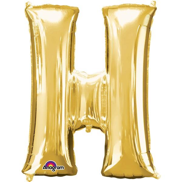 Gold Letter H Foil Balloon Air Fill 16 Inch Anagram | Party Save Smile