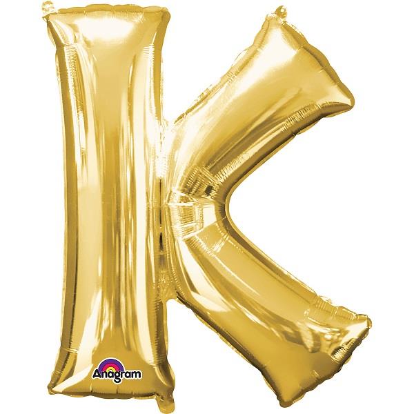 Gold Letter K Foil Balloon Air Fill 16 Inch Anagram | Party Save Smile