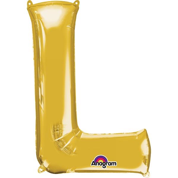 Gold Letter L Foil Balloon Air Fill 16 Inch Anagram | Party Save Smile