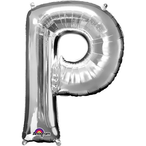 Silver Letter P Foil Balloon Air Fill 16 Inch Anagram | Party Save Smile