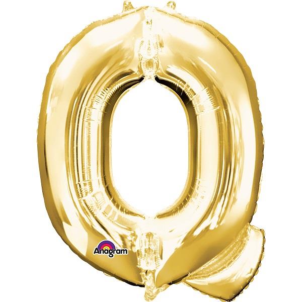 Gold Letter Q Foil Balloon Air Fill 16 Inch Anagram | Party Save Smile