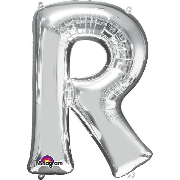 Silver Letter R Foil Balloon Air Fill 16 Inch Anagram | Party Save Smile
