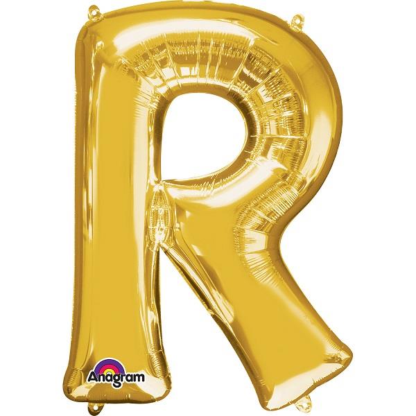 Gold Letter R Foil Balloon Air Fill 16 Inch Anagram | Party Save Smile