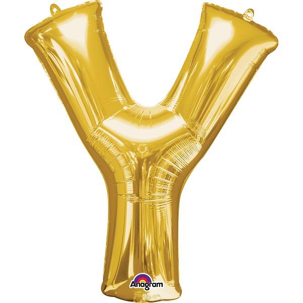 Gold Letter Y Foil Balloon Air Fill 16 Inch Anagram | Party Save Smile