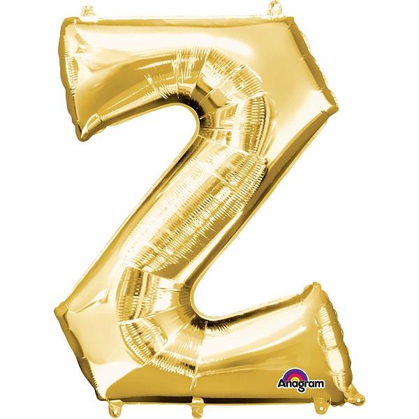 Gold Letter Z Foil Balloon Air Fill 16 Inch Anagram | Party Save Smile