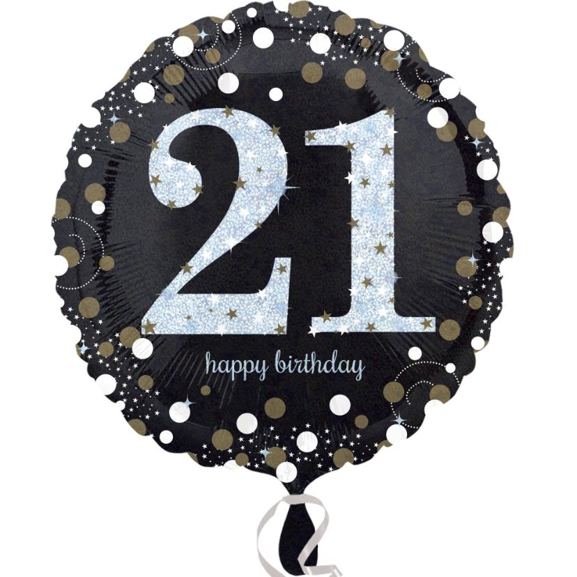 Gold Sparkling 21st Birthday Foil Balloons 18 inches | Party Save Smile