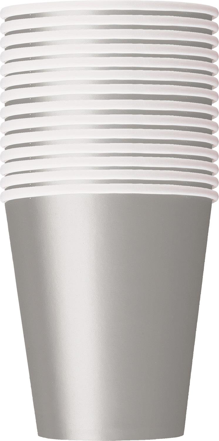 Silver Paper Cups (Bulk) Pack of 14 | Party Save Smile