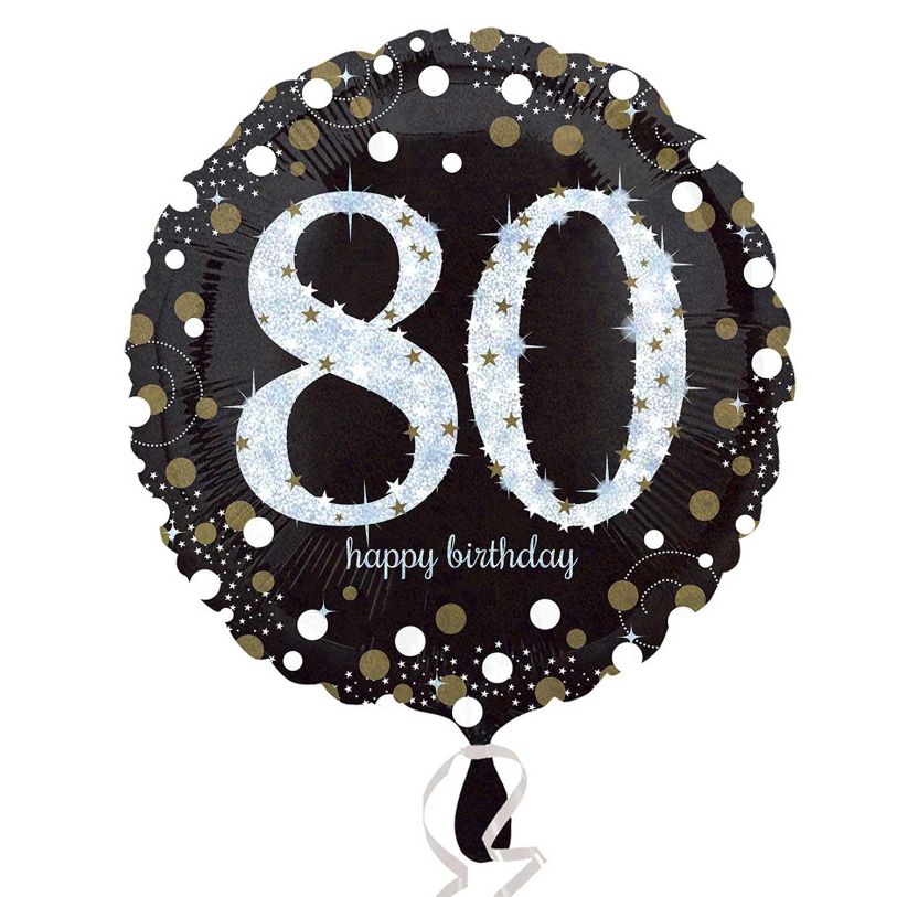 Gold Sparkle 80th Birthday Foil Balloon 18 Inch | Party Save Smile