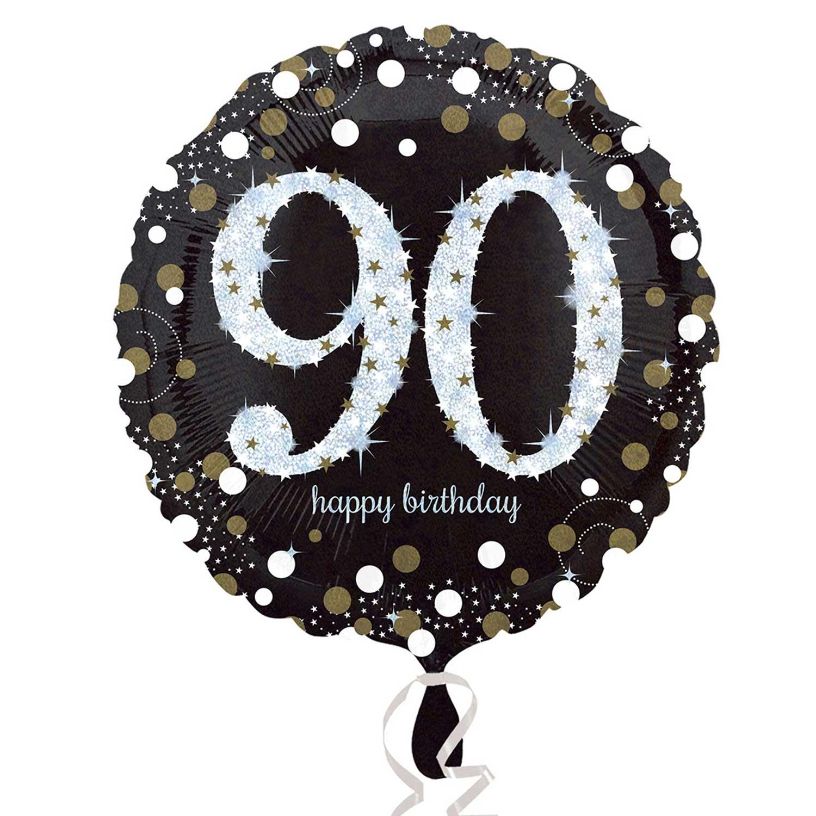 Gold Sparkle 90th Birthday Foil Balloon 18 Inch | Party Save Smile