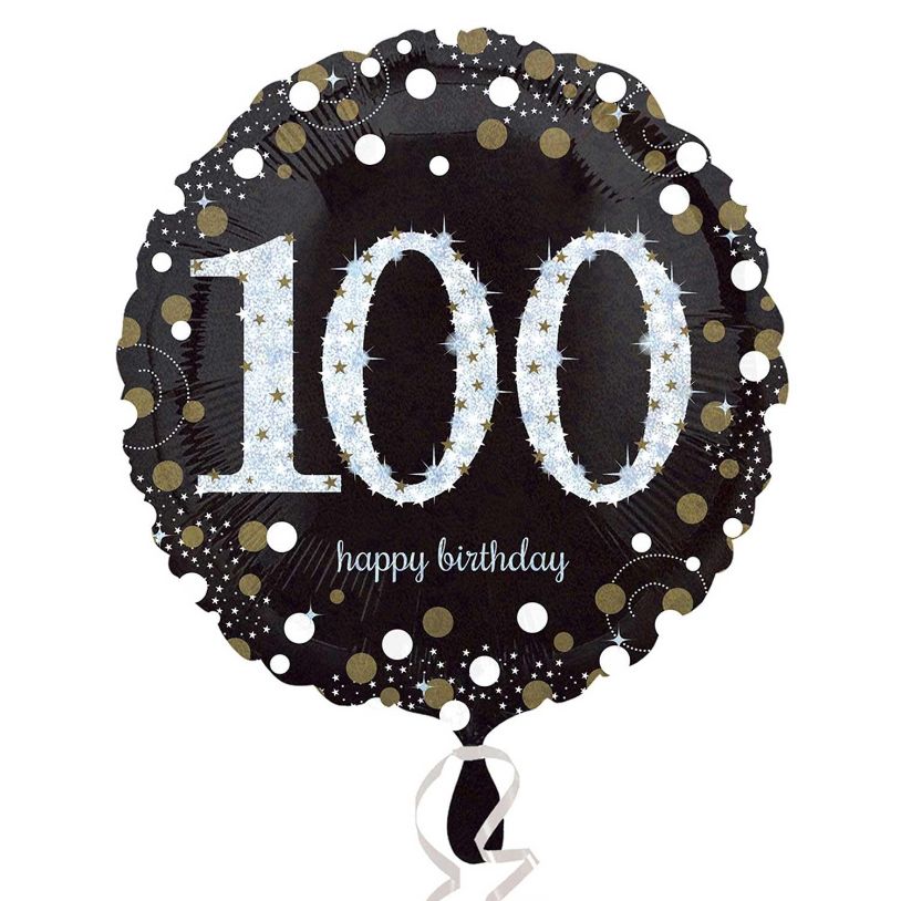 Gold Sparkling 100th Birthday Foil Balloons 18 inches | Party Save Smile