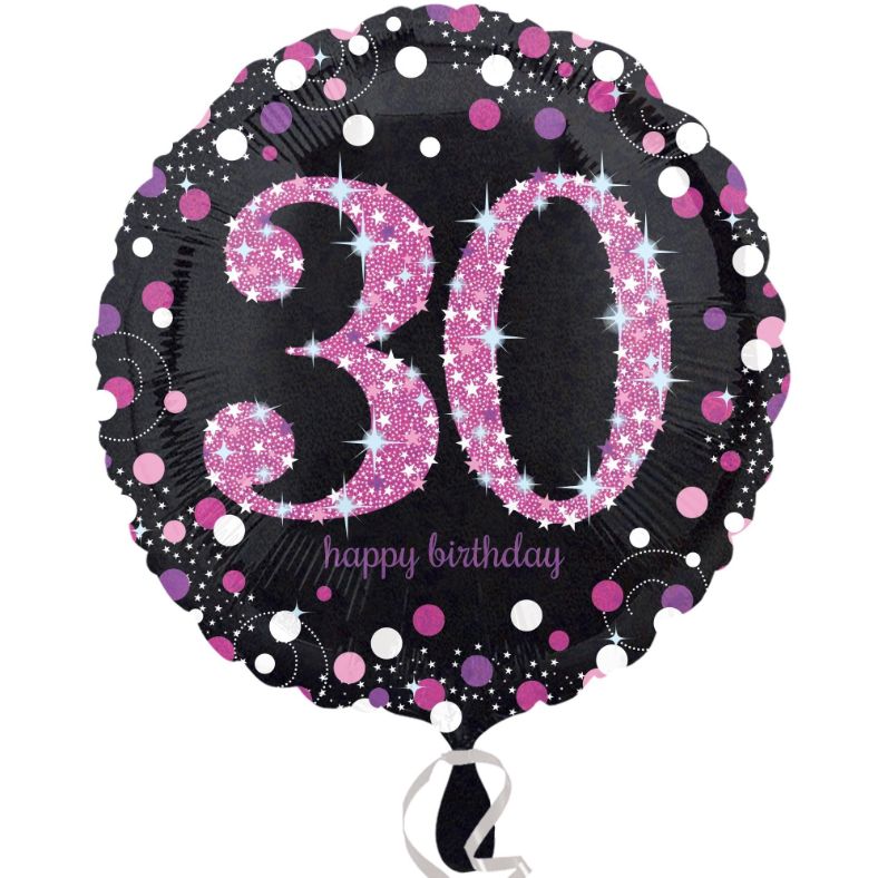 Pink Sparkle 30th Birthday Foil Balloon 18 Inches | Party Save Smile