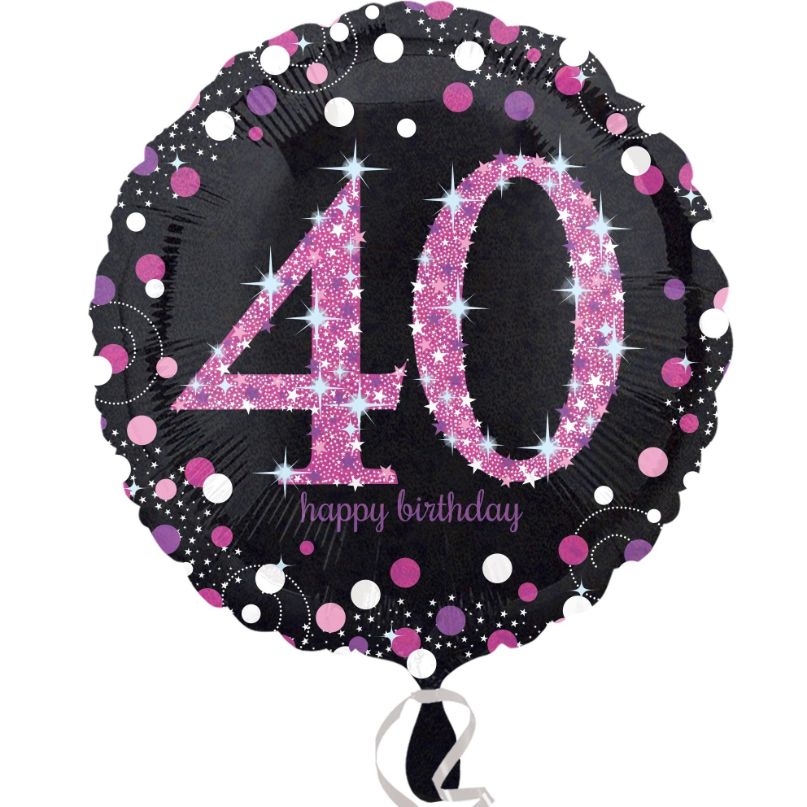 Pink Sparkle 40th Birthday Foil Balloon 18 Inches | Party Save Smile