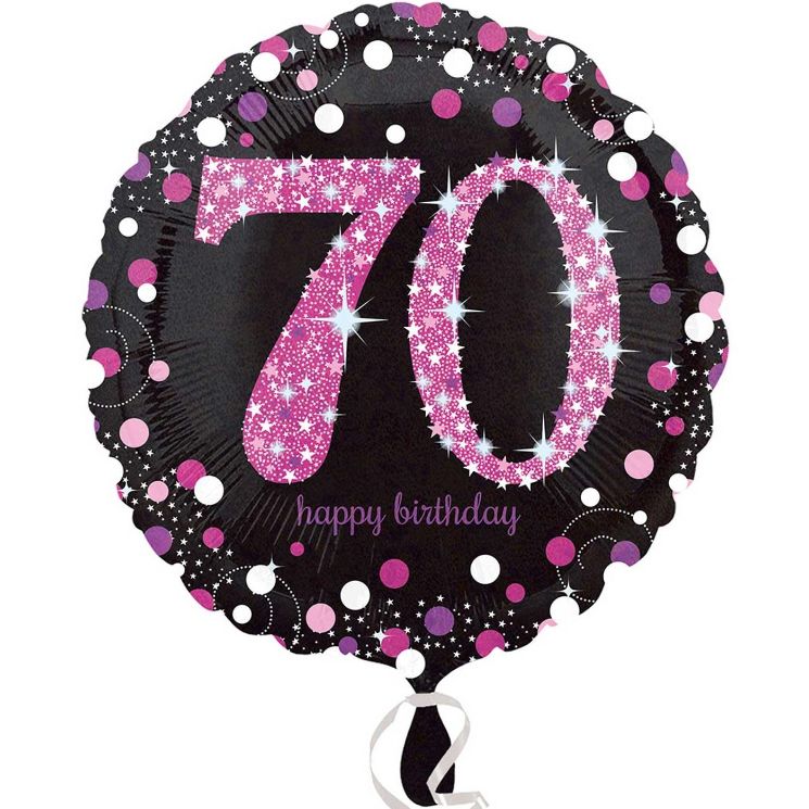 Pink Sparkle 70th Birthday Foil Balloon 18 Inch | Party Save Smile