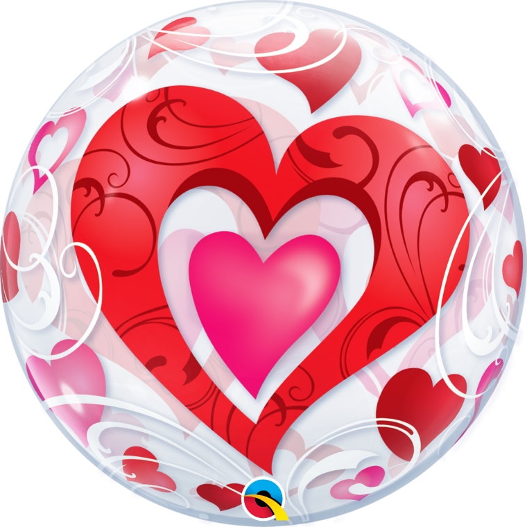 Red Hearts Bubble Balloon 22 inch: Love & Valentines Balloon | Party Save Smile