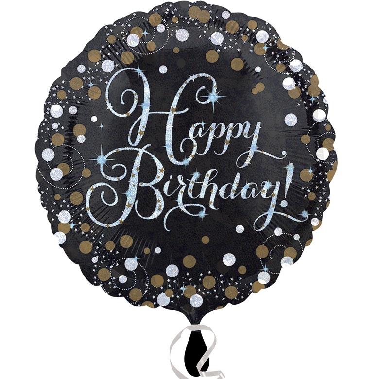 Gold Sparkle Happy Birthday Foil Balloon 18 Inch | Party Save Smile