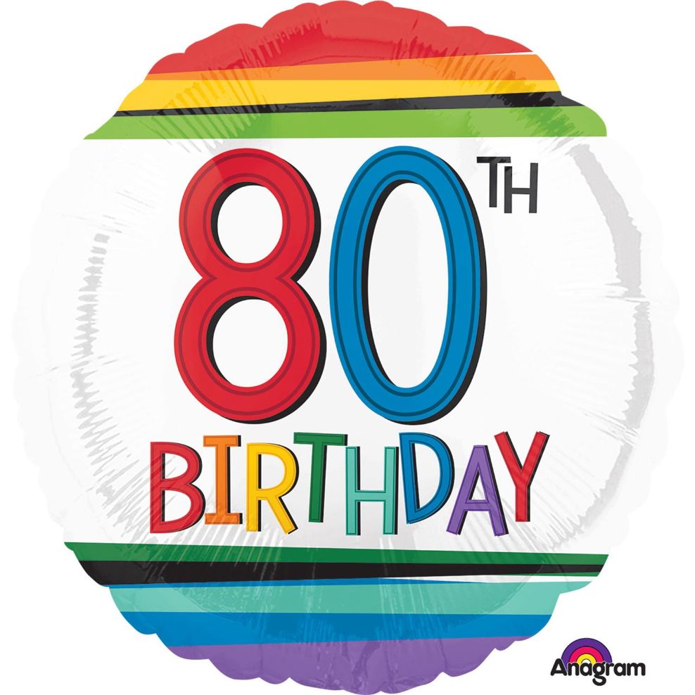 Rainbow 80th Birthday Foil Balloon 18 Inch | Party Save Smile