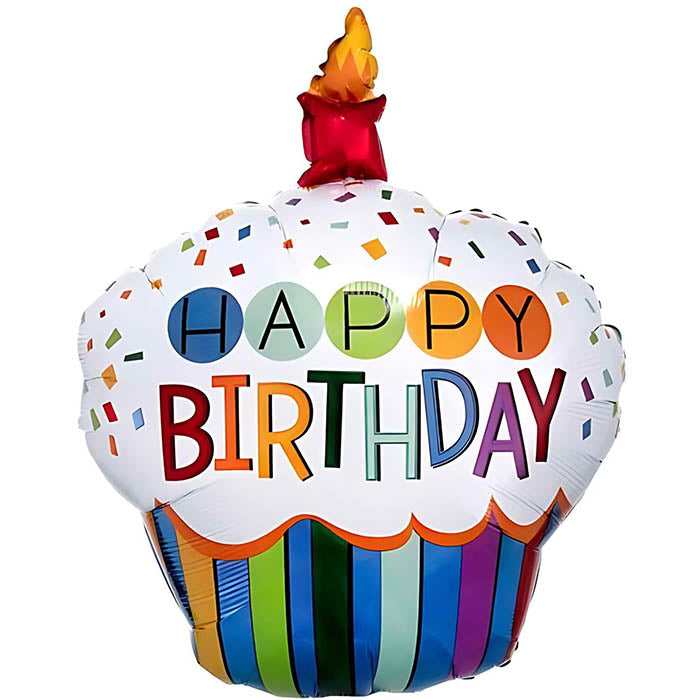 Giant Rainbow Cupcake Foil Balloon 36 Inches | Party Save Smile