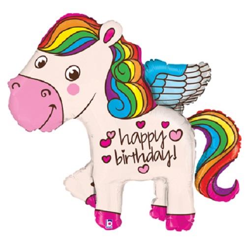 Giant Rainbow Unicorn Birthday Foil Balloon 18 Inches | Party Save Smile