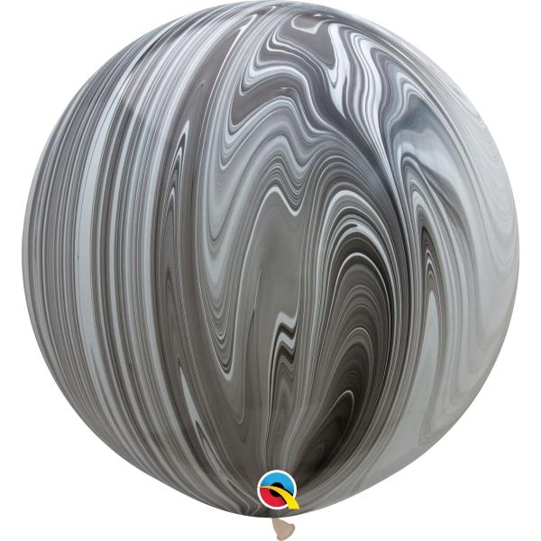 Black Marble Balloons - Superagate 30 inch Pack of 2 | Party Save Smile