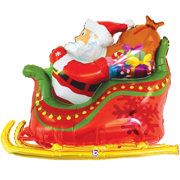 Santa Sleigh with Presents Foil Balloon 46 inches | Party Save Smile