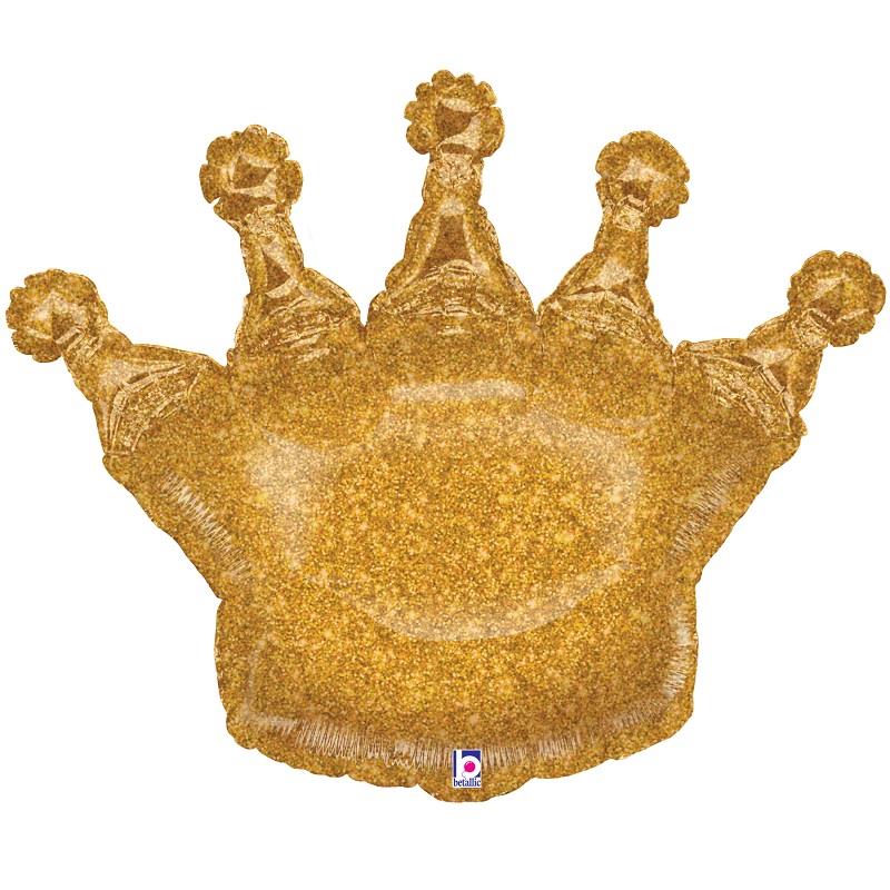 Gold Glittering Crown Shaped Foil Balloon 36 inch | Party Save Smile