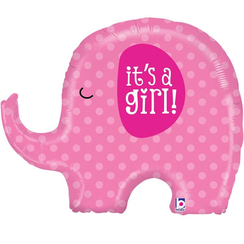 Pink Elephant Its a Girl Foil Balloon 32 Inch | Party Save Smile