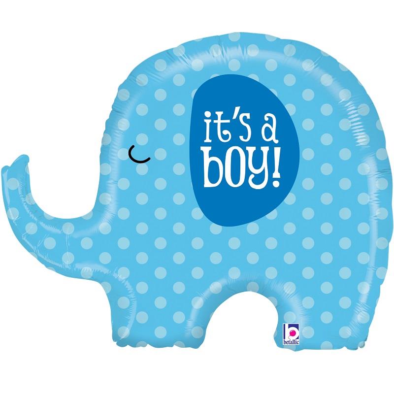 Blue Elephant Its a Boy Foil Balloon 32 Inches | Party Save Smile