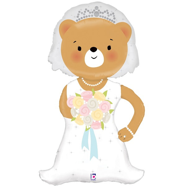 Bride Bear Linky Wedding Foil Balloon 43 Inches | Party Save Smile