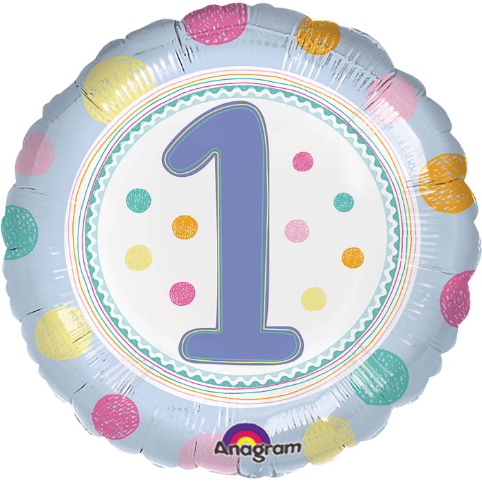 Pastel Dots 1st Birthday Foil Balloons 18 Inches | Party Save Smile