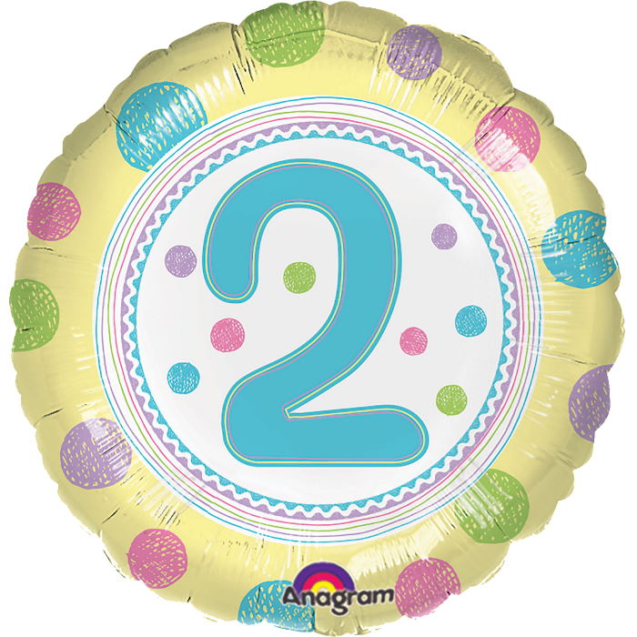 Colourful Spots 2nd Birthday Foil Balloons 18 inches | Party Save Smile