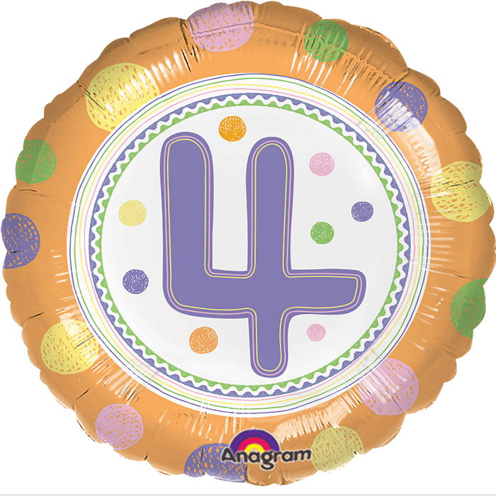 Colourful Spots 4th Birthday Foil Balloons 18 inches | Party Save Smile