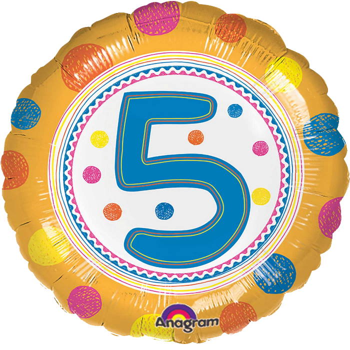 Colourful Spots 5th Birthday Foil Balloons 18 inches | Party Save Smile