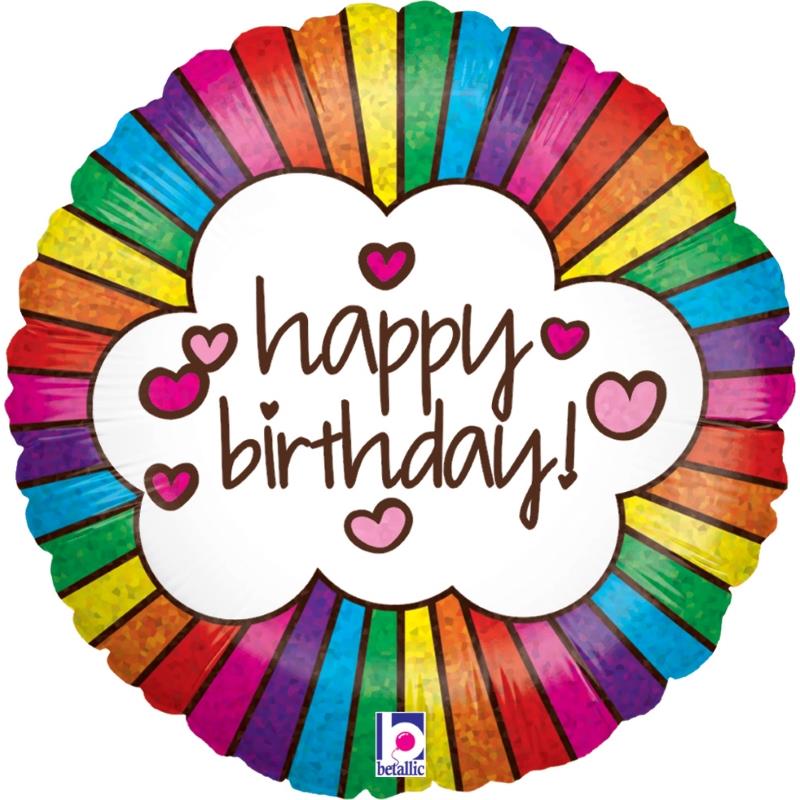Rainbow Heart Happy Birthday Foil Balloon 18 Inch | Party Save Smile
