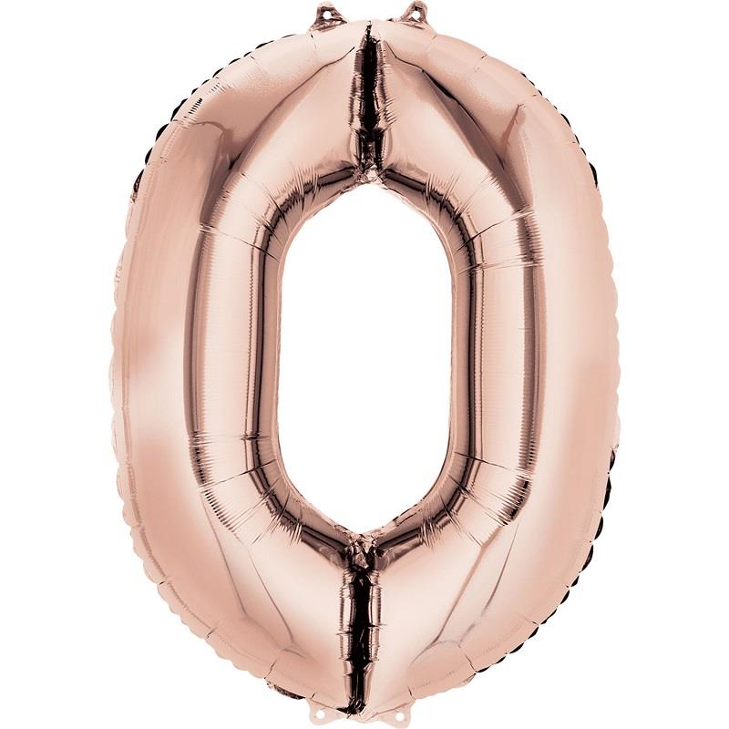 Rose Gold Number 0 Foil Balloon 35 inch Anagram | Party Save Smile