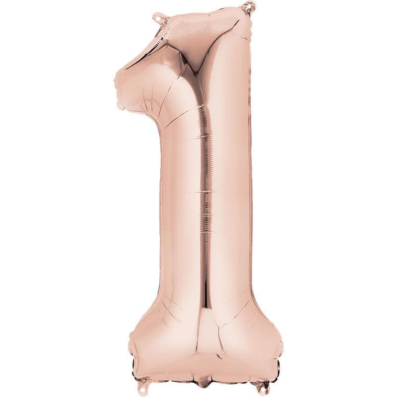 Number 1 Rose Gold Balloon Anagram 34 inches | Party Save Smile