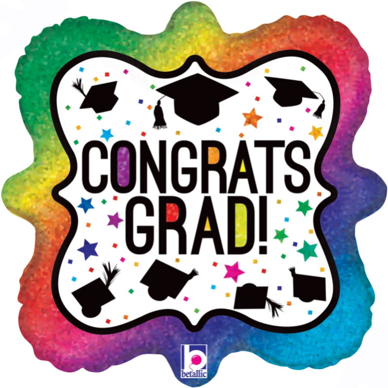 Rainbow Graduation Foil Balloon 18 Inches | Party Save Smile