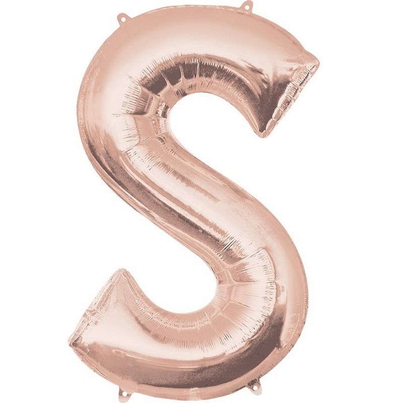 Rose Gold Letter S Foil Balloon 34 inch Anagram | Party Save Smile
