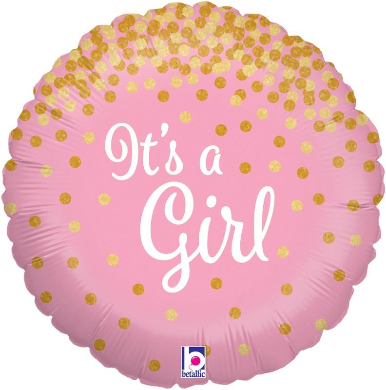 Pink and Gold It's a Girl Foil Balloon 18 Inches | Party Save Smile