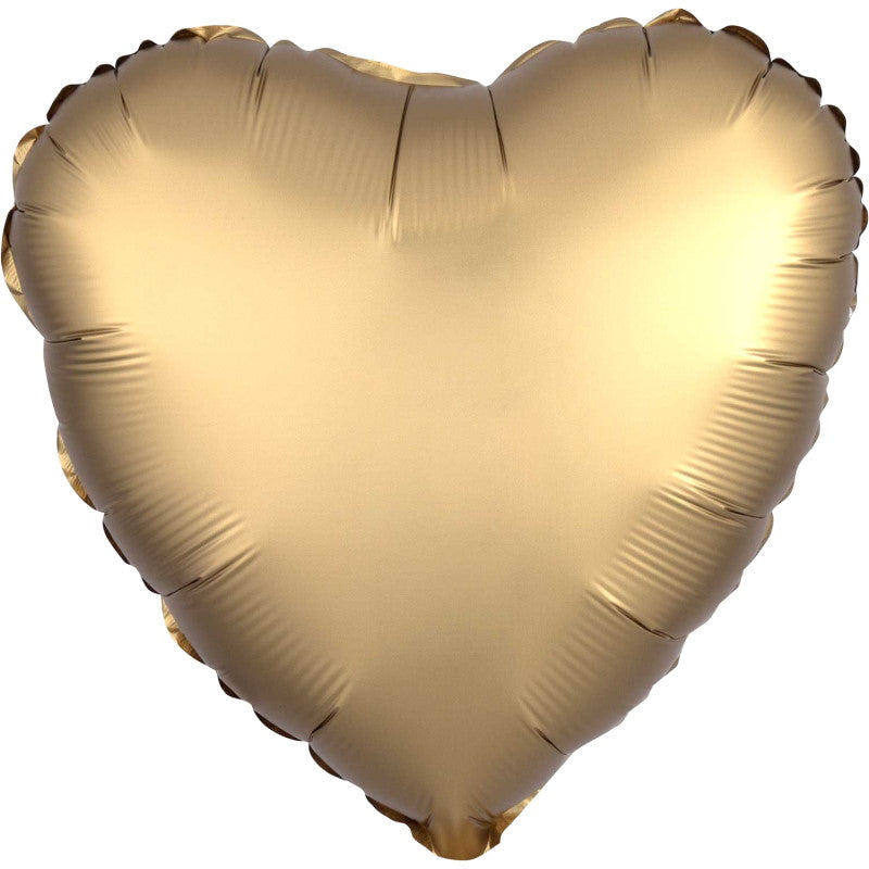 Gold Heart Foil Balloon Anagram Satin Luxe 18 Inches | Party Save Smile