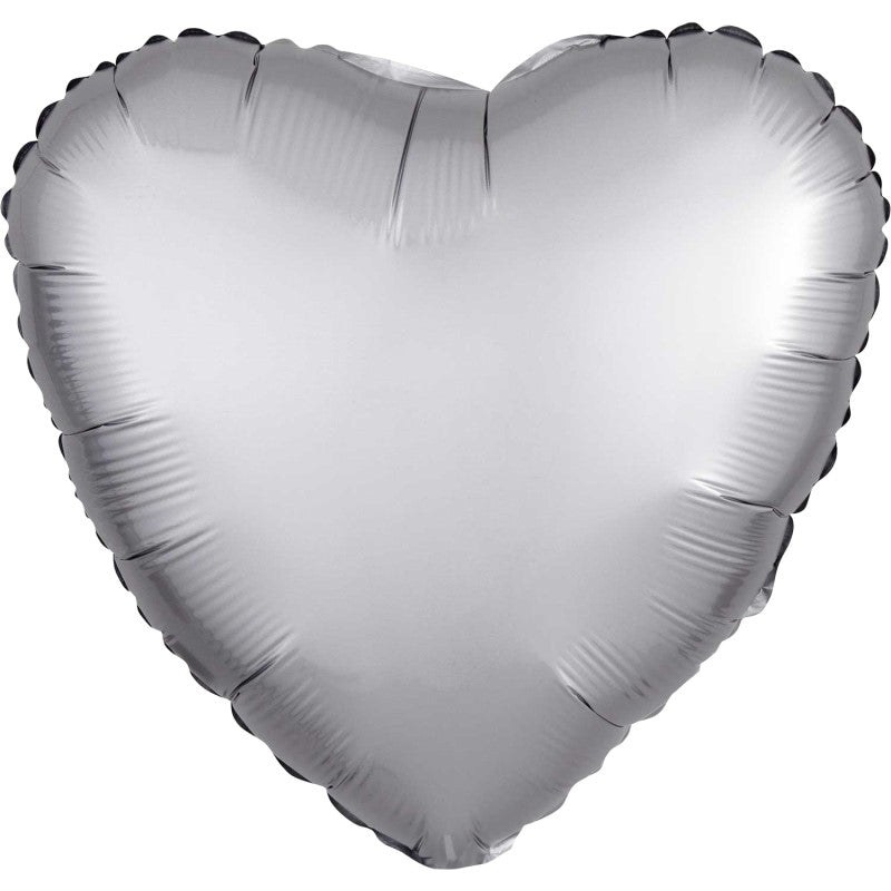 Grey Heart Foil Balloon - Anagram Satin Luxe | Party Save Smile