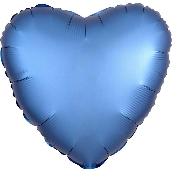 Azure Blue Heart Satin Luxe Foil Balloon 18 Inch Anagram | Party Save Smile