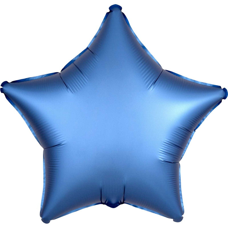 Azure Blue Star Foil Balloon - Anagram Satin Luxe 18 inches | Party Save Smile