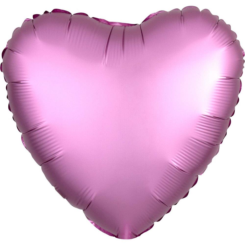 Flamingo Pink Heart Satin Luxe Foil Balloon 18 Inch | Party Save Smile